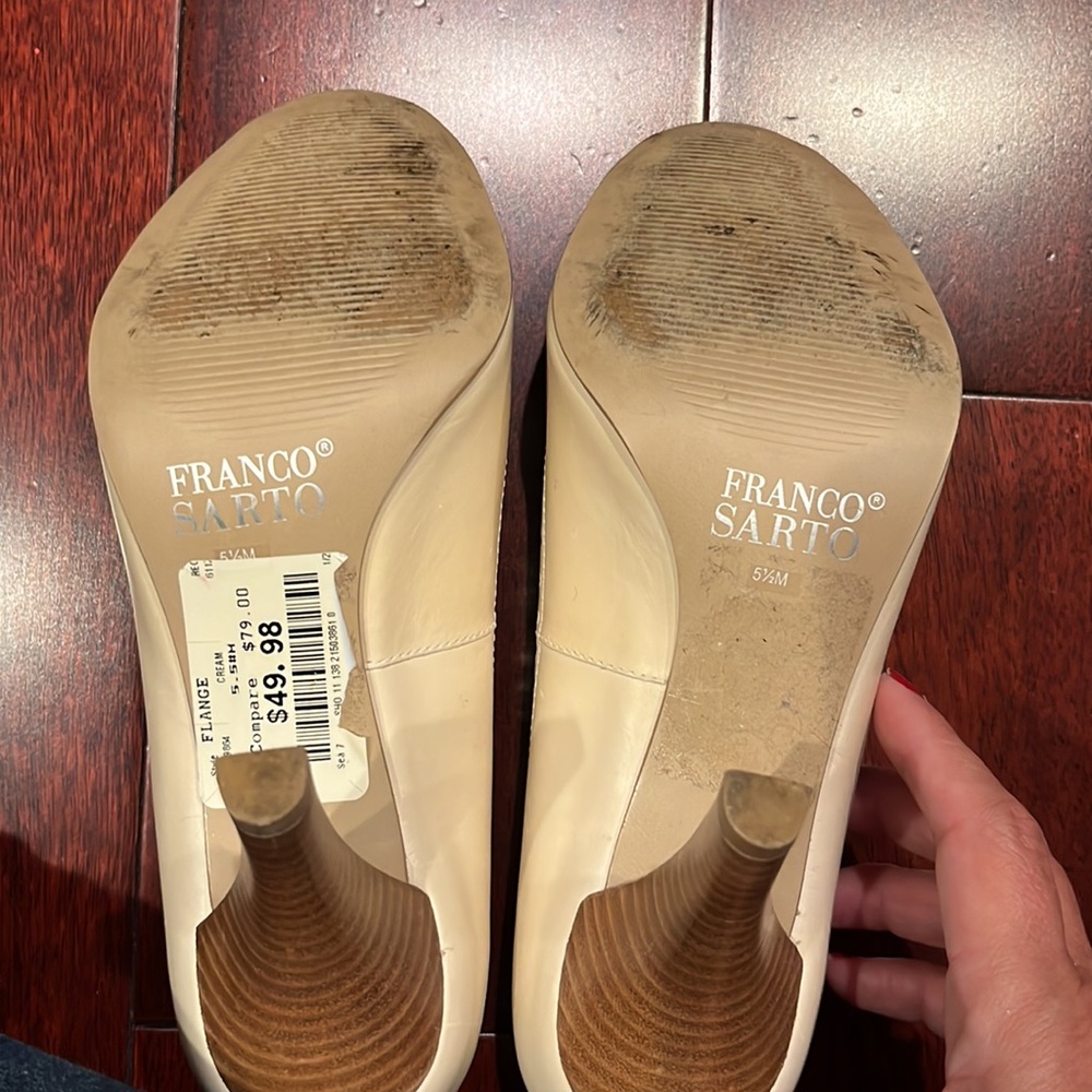 Peep toe Franco Sarto cream heels - Picture 4 of 4